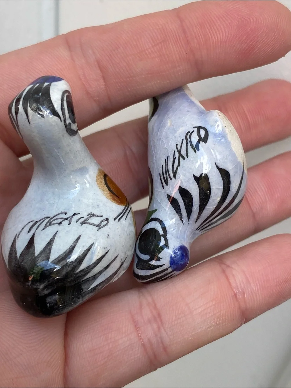 Hand-Painted Mexico Tonala Pottery Ceramic Miniature Bird Figurines